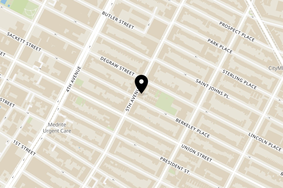 Map showing the location of Fulton Burger Brooklyn on 177 5th Ave in Brooklyn